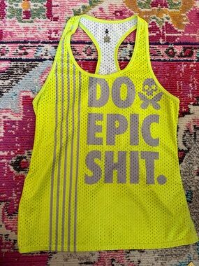 Betty Designs Neon Yellow Racerback Run Tank Do Epic Shit size small